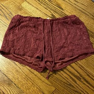 Maroon lace shorts size large